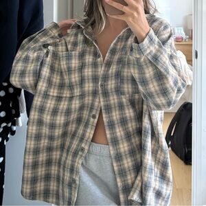 Princess Polly Plaid Sweater - Blue and Cream